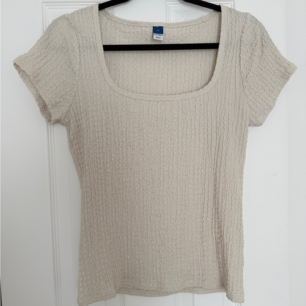Old Navy Women's Beige Textured Short Sleeve Top